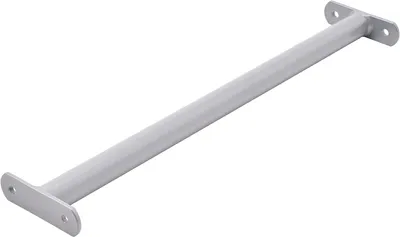 A gray metal pull-up bar with mounting plates at each end, shown against a white background.