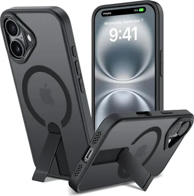 Immagine prodotto di Custodia Kickstand per iPhone 16 Custodia protettiva con supporto compatibile per Magsafe
