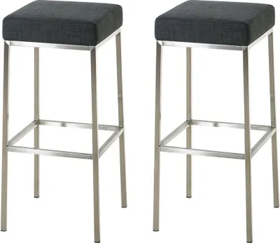 Produktbild von 2er Set Barhocker Montreal 85 Stoff edelstahl dunkelgrau