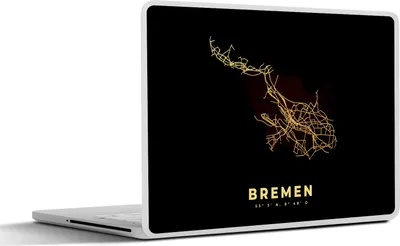 Produktbild von MuchoWow® Laptop Aufkleber Sticker Cover Bremen - Gold - Karte - Stadtplan 30x21 cm - Sticker für Laptop - Selbstklebend
