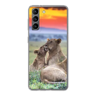 Produktbild von MuchoWow® Handyhülle Schutzhülle Hülle für Samsung Galaxy S21 Löwen bei Sonnenaufgang Silikon Softcase Handy Hülle - Softcase