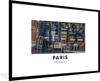 Produktbild von MuchoWow® Gerahmtes Poster Paris - Frankreich - Cafe 90x60 cm - Poster mit Schwarzem Bilderrahmen Wandposter Rahmen Foto Bilder - Wanddekoration - Fotos