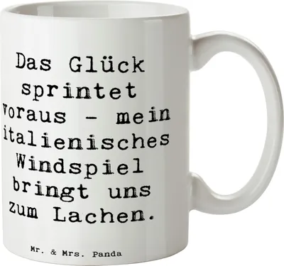 Produktbild von Mr. & Mrs. Panda Tasse Spruch Italienisches Windspiel Glück - Weiß - Geschenk, treuer Begleiter, italienischer Hund, Teetasse, liebevolle Hunde, haferl, Kaffeetasse