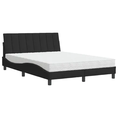 Produktbild von Bett mit Matratze "Hanko" Schwarz 140x190 cm Samt