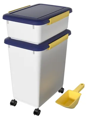 Productafbeelding van Hondenvoercontainer - 10 liter en 32 liter - Luchtdicht - Met wielen - Wit