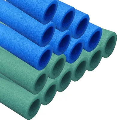 Produktbild von AWM Trampolin Schaumstoff 84 cm Schaumstoffrohre Schaumstoffpolster Stangenschutz (Blau/Grün, 16 Stück)