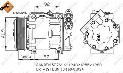Produktbild von NRF Klimakompressor für Ford C-Max Focus Mazda 3 Volvo C30 S40 V50