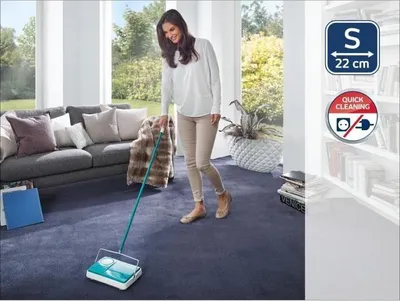 Image de Balai Mécanique Leifheit Regulus 11700, Balayeuse Efficace 3 Brosses Rotatives, Sans Fil, Turquoise