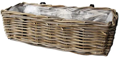 Produktbild von Balkonkorb - Rattan geflochten -60 x 20 x 16 cm - Blumen/Pflanzen - Zaunkorb - Hangekorb
