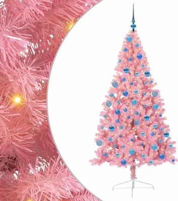 Obrázok produktu pre vidaXL Umelý predsvietený vianočný stromček ružový 180 cm PVC