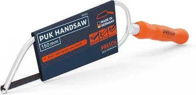 Productafbeelding van Presch boogzaag PUK 150mm, inclusief universeel zaagblad - Originele PUK handzaag 150mm - Kleine zaag voor metaal, non-ferrometalen, kunststof, aluminium, alle houtsoorten - Kleine Puk universeelzaag