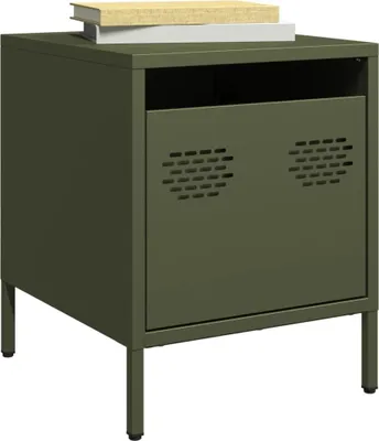 Image de vidaXL Table de nuit vert olive 35x39x43,5 cm acier