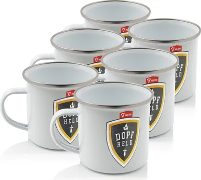 Zdjęcie produktu dla Kubek emaliowany BBQ-Toro „Dopfheld” (6 sztuk) | 350 ml | Kubek emaliowany na kemping