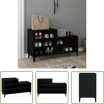 Image de The Living Store Étagère à chaussures noire 102x36x60 cm Bois composite