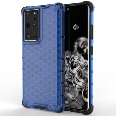 Zdjęcie produktu dla Etui na telefon Honeycomb Armor z ramką TPU do Samsung Galaxy S21 Ultra 5G, niebieskie