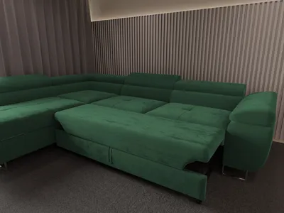 Produktbild von 4ALLHOME Ecksofa Luna mit Schlaffunktion, Couch, Sofa mit Bettkasten, Eckcouch, L-Form Seite: Links, Monolith 37 Flaschengrün