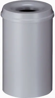 Produktbild von Selbstlöschender Papierkorb & Abfallsammler aus Metall | 20 Liter, HxØ 42,6x26cm | Grau