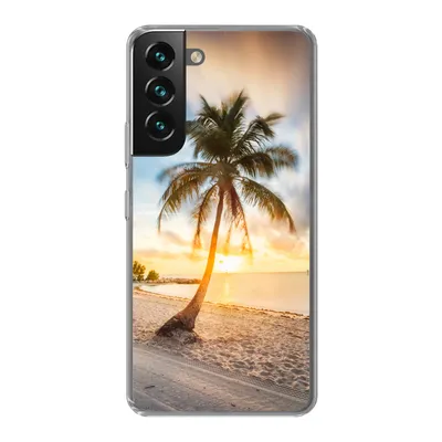 Produktbild von MuchoWow® Handyhülle Schutzhülle Hülle für Samsung Galaxy S22 Sonnenuntergang - Strand - Palme Silikon Softcase Handy Hülle - Mobiltelefonhülle