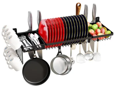 Wand-Abtropfgestell Edelstahl, über Spüle, 95 cm, schwarz