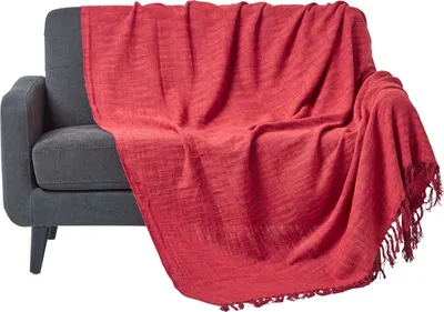 Produktbild von HOMESCAPES Baumwolldecke Nirvana – Wohndecke 255x360 cm orangerot, handgewebt im Slub-Design, 100% Baumwolle