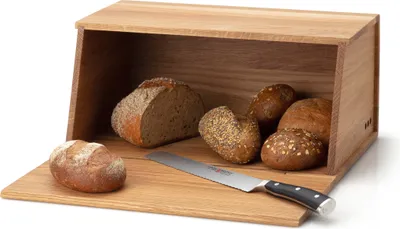 Immagine prodotto di Continenta Brotkasten, Brotbox, Brotbehälter, Brotkiste, Eichenholz, 40 x 26 x 18.5 cm, 4160
