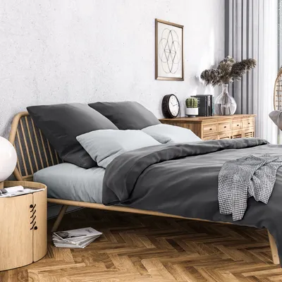 Produktbild von Wolkenfeld Mako Satin Bettwäsche 135x200-100% Baumwolle - Traumhaft weiche Bettwäsche-Sets - 1x Bettbezug 135x200cm + 1X Kissenbezug 80x80 - Anthrazit