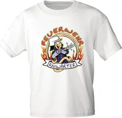 Produktbild von Kinder T-Shirt mit Print - Feuerwehr Anwärter - 06909 versch. Farben zur Wahl - Gr. 86 - 104 Color - weiß Größe -