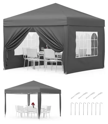 Immagine prodotto di Gazebo da giardino - Gazebo pieghevole Pop Up 3x3 m - Impermeabile 1000–1500 mm - Protezione UV UPF 50+ - Regolazione dell'altezza a 3 livelli - Con borsa per il trasporto - Grigio