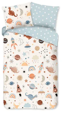 Imagen del producto de Buen día, juego de sábanas para cuna "planetas" - Multiusos - (140x200/220 cm) - Algodón