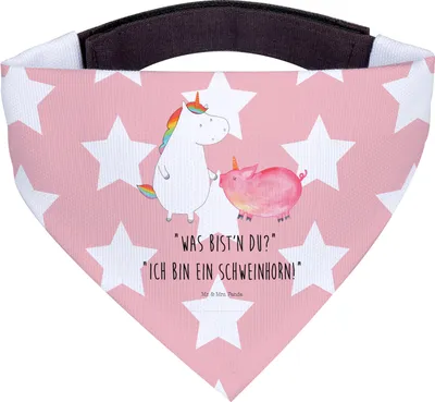 Produktbild von Mr. & Mrs. Panda Tuch für Hunde Einhorn Schwein - Rot Pastell - Geschenk, Unicorn, Einhörner, Schweinhorn, Halstuch, Hals, Hund, Bandana, Dreieckstuch, Freundin