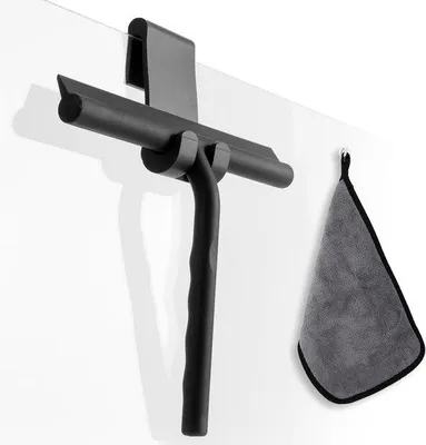 Produktbild von Schwarzer Silikon-Duschkopf mit Halter und Mikrofaser