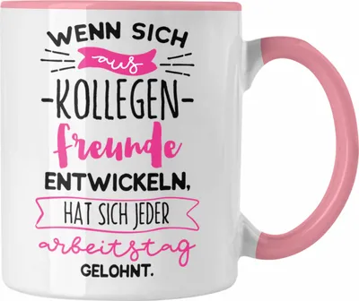Produktbild von Trendation - Kollegen Tasse Geschenk Beste Kollegin Kollege Wenn Aus Kollegen Freunde Werden (Rosa)