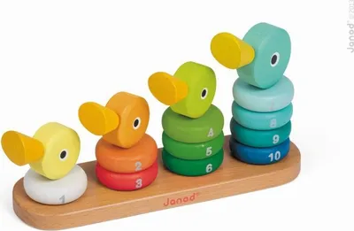 Produktbild von Janod Holz Stapelspiel - Lernspielzeug Entenfamilie