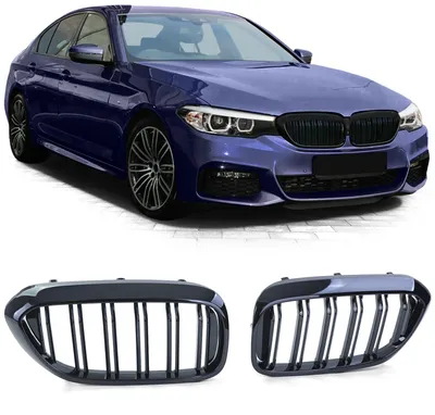 Kühlergrill Performance Doppelsteg SCHWARZ GLANZ für BMW 5er G30 G31 2017-2020 – Produktansicht