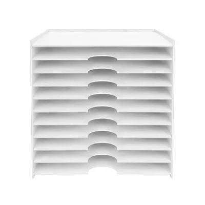 Produktbild von Organizer für Papier und Dokumente im Format 30,5 cm x 30,5- Umweltfreundliche Ablage mit 12 Fächern - weiß - Naturmaterial - stabil