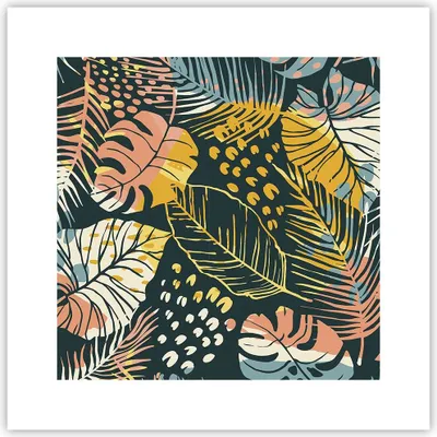 Produktbild von Poster - Poster ohne Rahmen - Blätter modern bunt - 30x30 cm - Wand Bild - Wanddeko - Wandbilder - Kunstposter - Wandposter - Bilder - Kunstdruck - Wanddekoration - Wandbild - P2XAC30x30-4630