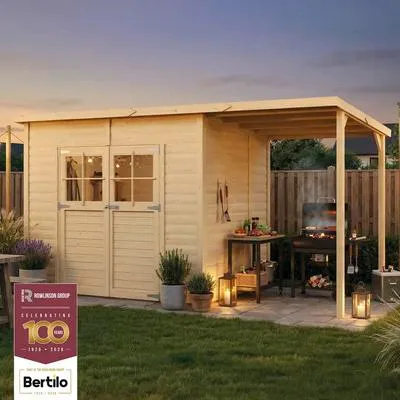 Produktbild von Gartenhaus Konsta Vico inkl. Bodenplatte, Dachanbau 395 x 202 cm natur