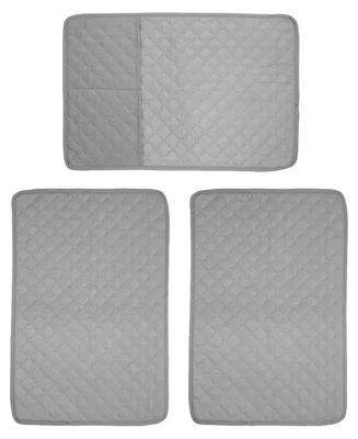 Armlehnenbezüge-Set, 3-tlg., 61 x 41 cm, Kunstleder, hellgrau, mit Tasche
