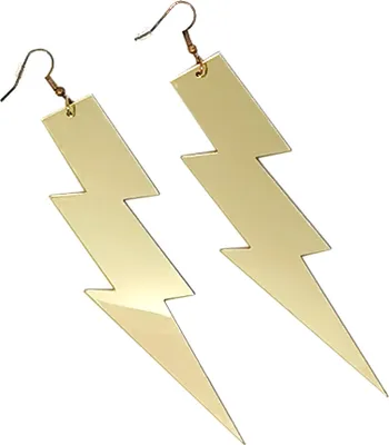 Produktbild von Oblique Unique Blitz Ohrringe für 80s 80er Jahre Motto Party Fasching Karneval Kostüm Damen Ohrstecker - gold