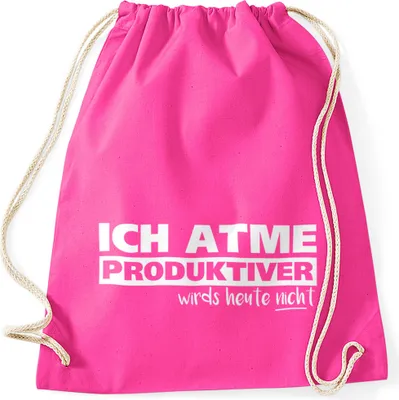 Produktbild von Turnbeutel mit Spruch Ich atme produktiver wird`s heute nicht Moonworks® fuchsia unisize