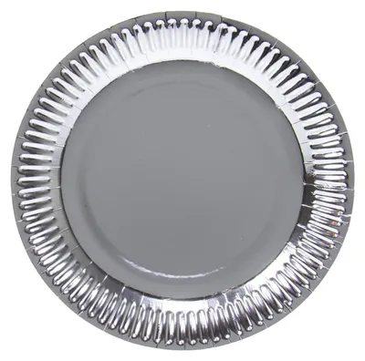 Obrázek produktu pro Stříbrný kovový talíř 23 cm - 8 kusů