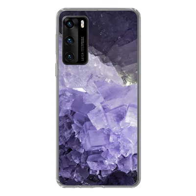 Produktbild von MuchoWow® Handyhülle Schutzhülle Hülle für Huawei P40 Naturstein - Lila - Kristalle Silikon Softcase Handy Hülle - Handytasche