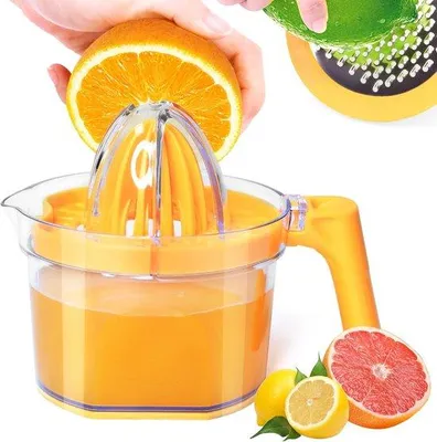Produktbild von Hand Citronenpresse 4-in-1, Citruspresse mit 500 ml Fassungsvermögen, ergonomischer Griff, Orangenpresse, Sinaasappelpresse, Limonenpresse.