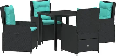 Image de vidaXL Salon de jardin avec coussins 5 pcs noir poly rotin