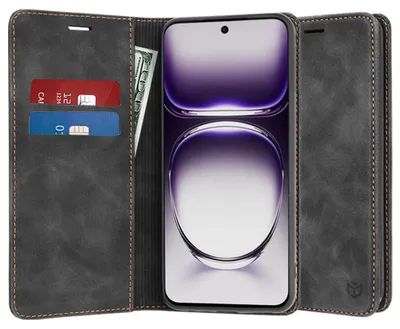 Produktbild von Techsuit Confy Book Wallet Klapphülle für Oppo Reno12 - Schwarz
