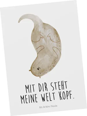 Produktbild von Mr. & Mrs. Panda Postkarte Otter Kopfüber - Weiß - Geschenk, Verliebt, Ansichtskarten, Verknallt, Ansichtskarte, Postkarten, Liebe, Fotokarte, Niedlich, Grußkarte