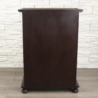 Produktbild von Schrank Flurschrank Holzschrank Kommode Carving Elefant 90 cm Blattgold Holz Rattan Braun Gold Schnitzerei