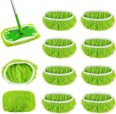 Produktbild von 10 Stück für Swiffer Bodentücher Tücher Mikrofaser Set,25,4x11,5cm Wiederverwendbar für Swiffer Sweeper Mop Bodenwischer Nass Trocken Wischmopp Bezug, für die Reinigung von Hartböden, Holzböden