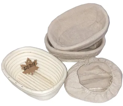 Image de TRANKIELO® - Paniers ovales en rotin - Lot de 3, 21 x 15 x 8 cm - Parfaits pour la pâte, la pâte à pain au levain et plus encore