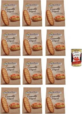 Produktbild von 12x Mulino Bianco Crostini Granetti integrali Vollkorn-Croutons, reich an Ballaststoffen Snack, 280g + Italian Gourmet polpa 400g